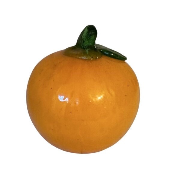 Vtg Murano Hand Blown Glass Orange 1970s Studio Art Glass Decor - Picture 3 of 6